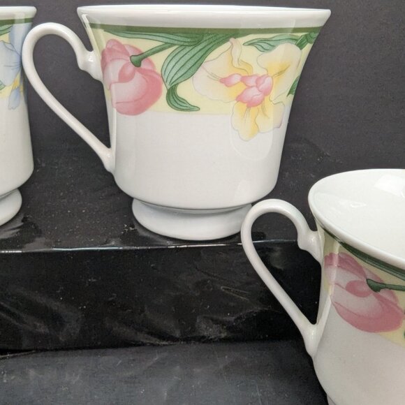 Lynns Fine China CCA Pink Tulip Floral Footed Tea Cup 8 Oz Lot of 4 - Picture 8 of 12